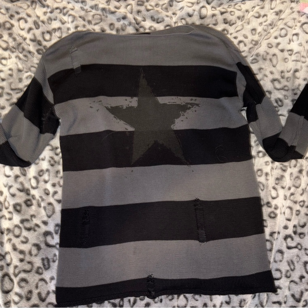 Striped Star Kids Shirt - Black and Gray